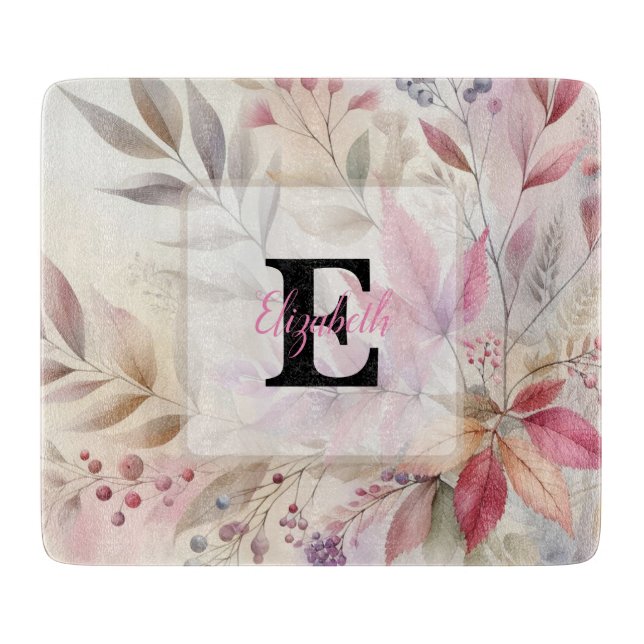 Colourful Fall leaves watercolor pastel colour  Cutting Board (Front)
