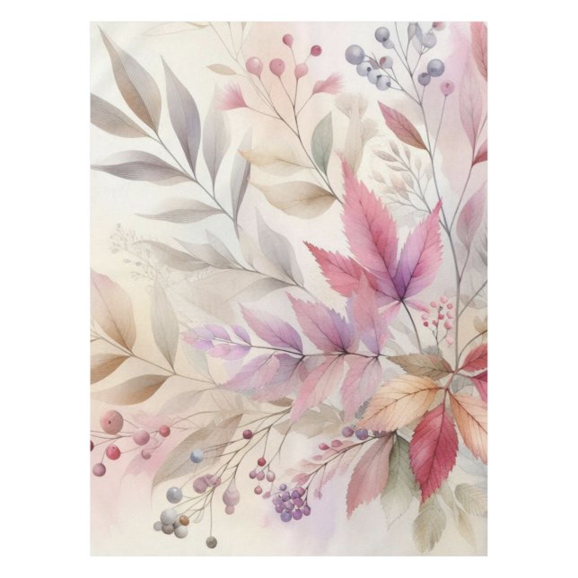 Colourful Fall leaves watercolor pastel colour  Tablecloth (Front)