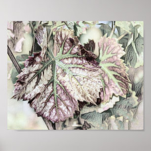 Colourful Fall leaves with fall colours drawing  Poster