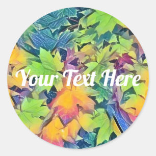 Colourful Fall leaves with fall colours watercolor Classic Round Sticker