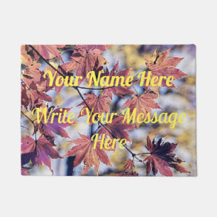 Colourful Fall leaves with fall colours watercolor Doormat