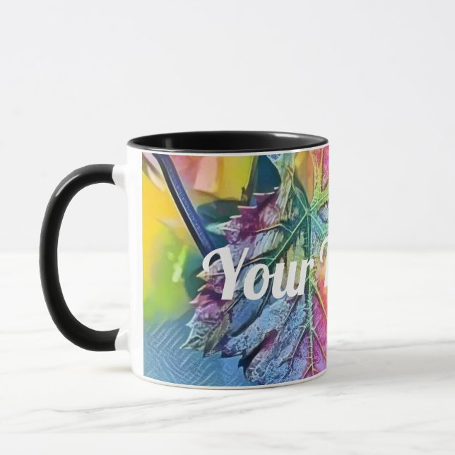 Colourful Fall leaves with fall colours watercolor Mug (Left)