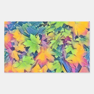 Colourful Fall leaves with fall colours watercolor Rectangular Sticker