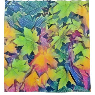 Colourful Fall leaves with fall colours watercolor Shower Curtain