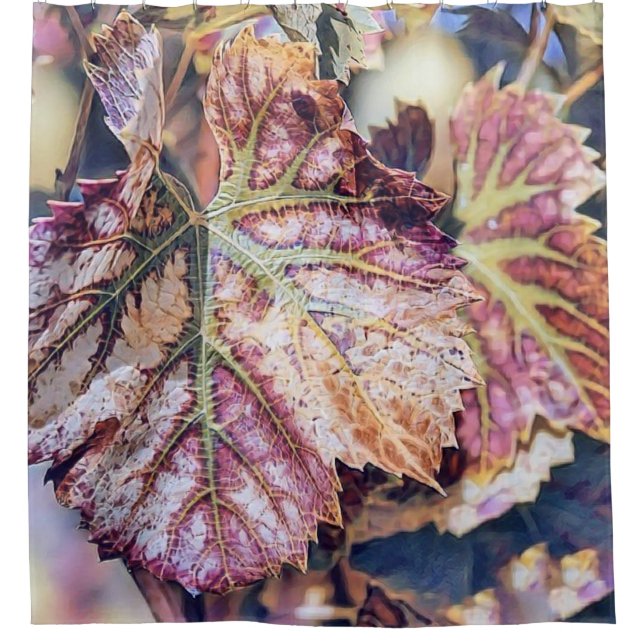 Colourful Fall leaves with fall colours watercolor Shower Curtain (Front)