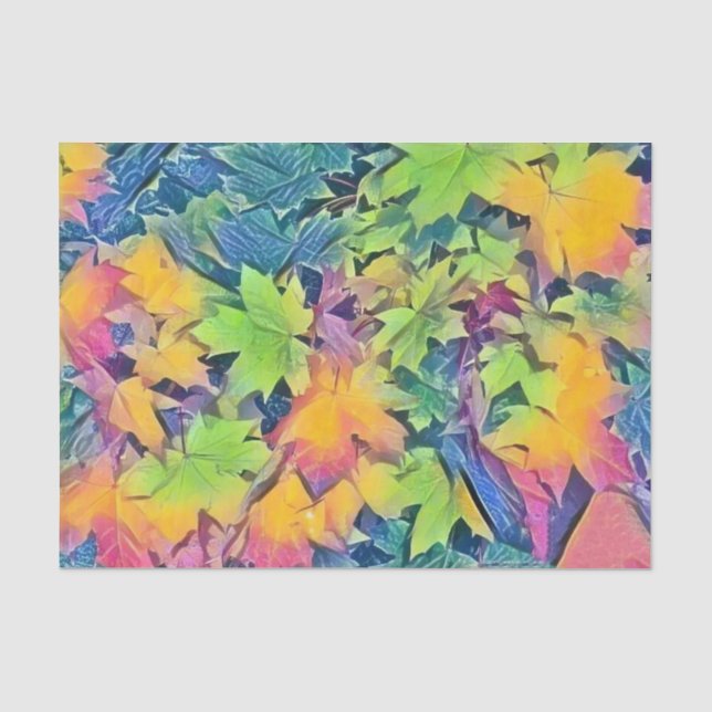 Colourful Fall leaves with fall colours watercolor Tissue Paper (Front)