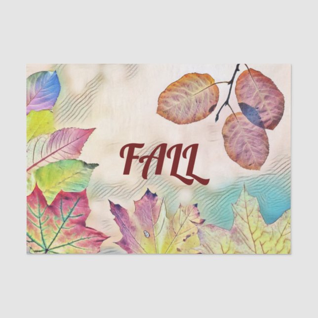 Colourful Fall leaves with fall colours watercolor Tissue Paper (Front)
