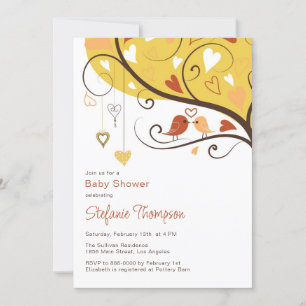 Colourful Fall Lovebirds Baby Shower Invitation