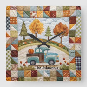 Colourful Fall Pickup Truck Wall Clock