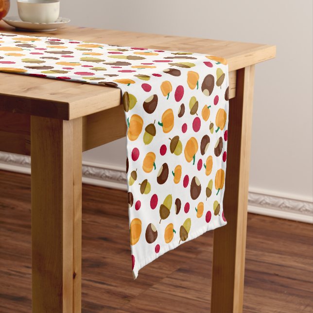 Colourful Fall Pumpkin Berries Pattern Short Table Runner (In Situ)