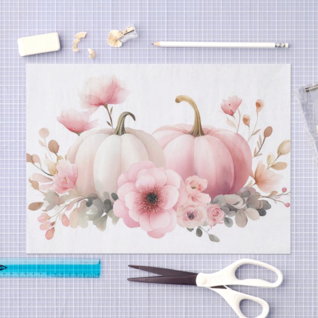 Colourful Fall Pumpkins and Flowers Fall Decoupage Tissue Paper (Craft)
