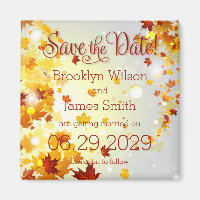 Colourful Fall Save The Date Magnets With Leaves