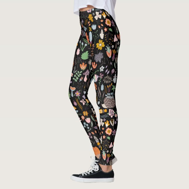 Colourful Fall & Symbols Pattern Leggings (Left)