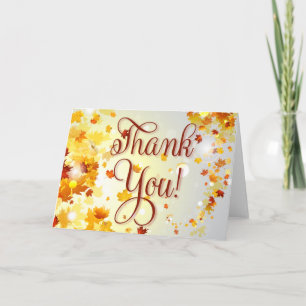 Colourful Fall Thank You Greeting Cards With Leave