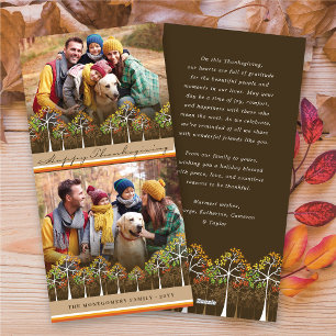 Colourful Fall Trees Happy Thanksgiving 2 Photo Holiday Card