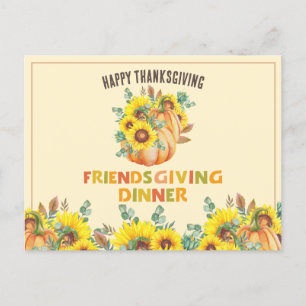 Colourful Fall Vibe Thanksgiving Dinner Party Holiday Postcard