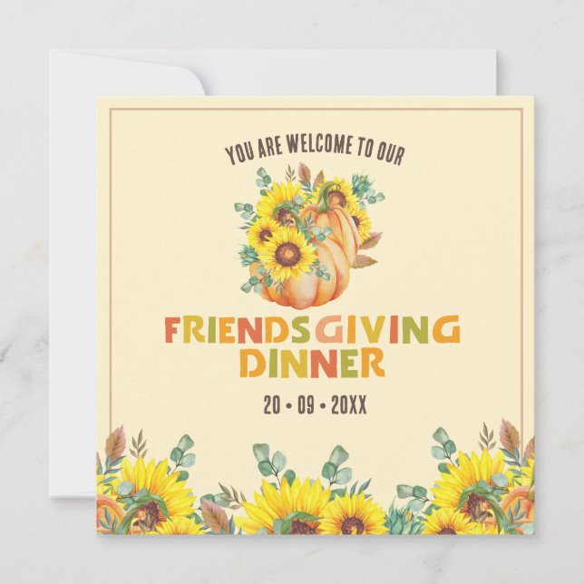 Colourful Fall Vibe Thanksgiving Dinner Party Invitation (Front)