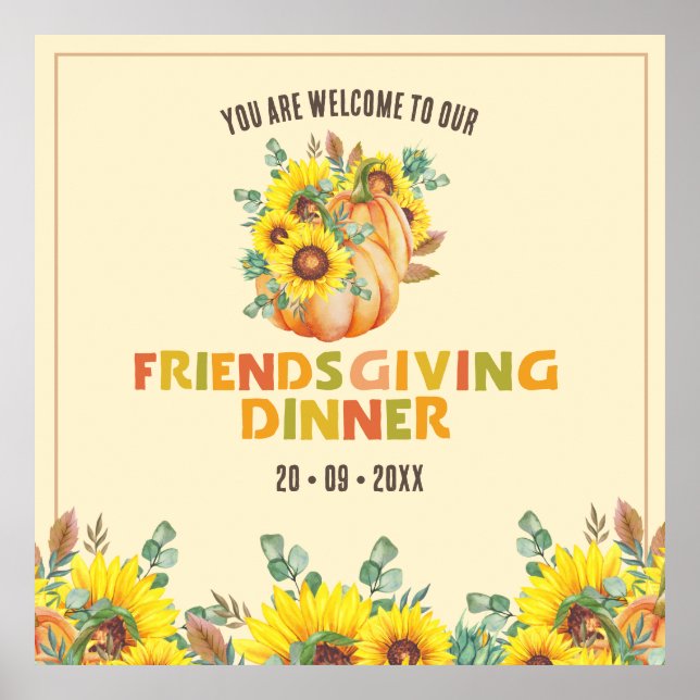 Colourful Fall Vibe Thanksgiving Dinner Party Poster (Front)