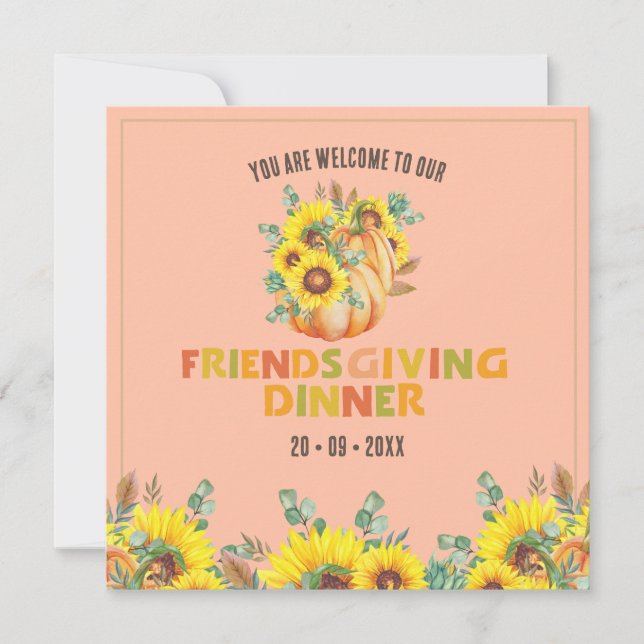 Colourful Fall Vibe Thanksgiving Red Dinner Party Invitation (Front)