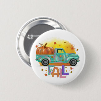 Colourful Fall Vintage Pickup Truck 6 Cm Round Badge