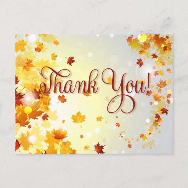 Colourful Fall Wedding Thank You Postcard Notes (Front)