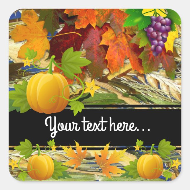 Colourful Fall Your Text Square Sticker (Front)