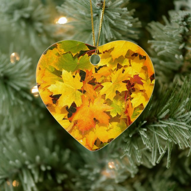 Colourful, Fallen, Autumn Leaves Ceramic Tree Decoration (Tree)