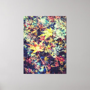Colourful Fallen Leaves in Water Abstract Canvas Print