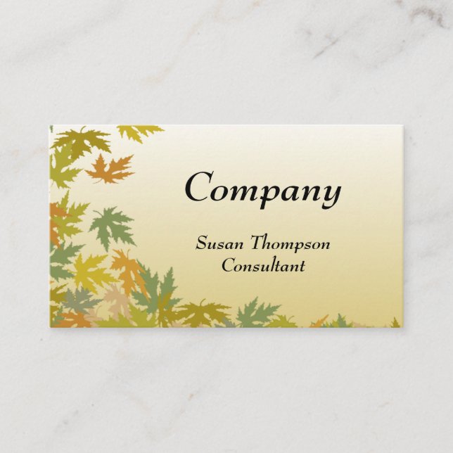 Colourful Falling Autumn Leaves Business Card (Front)