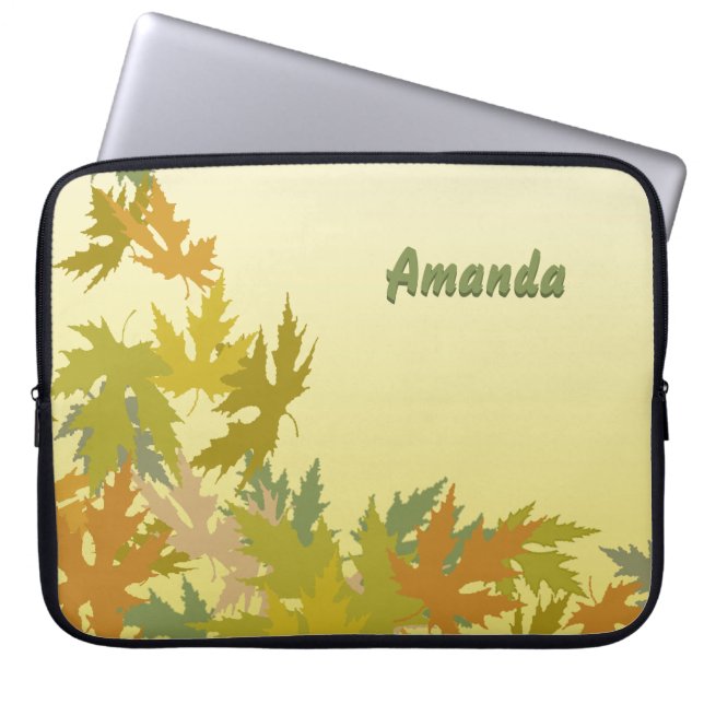 Colourful Falling Autumn Leaves Laptop Sleeve (Front)
