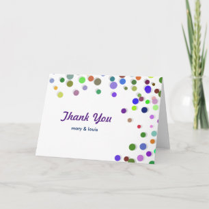 Colourful Falling Sparkles Polka Dots Thank You Card