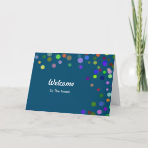 Colourful Falling Sparkles Polka Dots Welcome Card