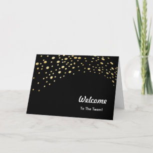 Colourful Falling Sparkles Polka Dots Welcome Card