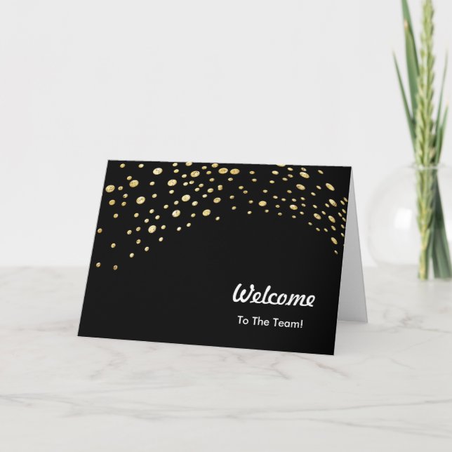 Colourful Falling Sparkles Polka Dots Welcome Card (Front)