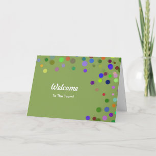 Colourful Falling Sparkles Polka Dots Welcome Card