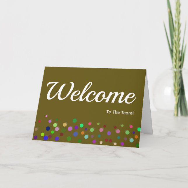 Colourful Falling Sparkles Polka Dots Welcome Card (Front)