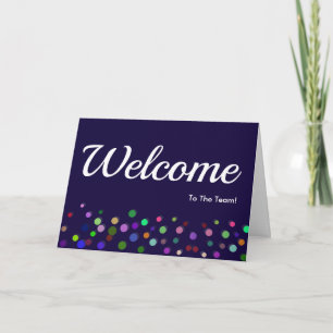Colourful Falling Sparkles Polka Dots Welcome Card