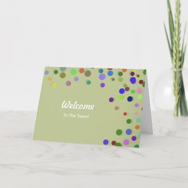 Colourful Falling Sparkles Polka Dots Welcome Card (Front)