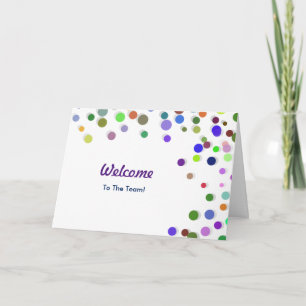 Colourful Falling Sparkles Polka Dots Welcome Card