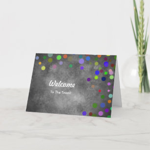 Colourful Falling Sparkles Polka Dots Welcome Card