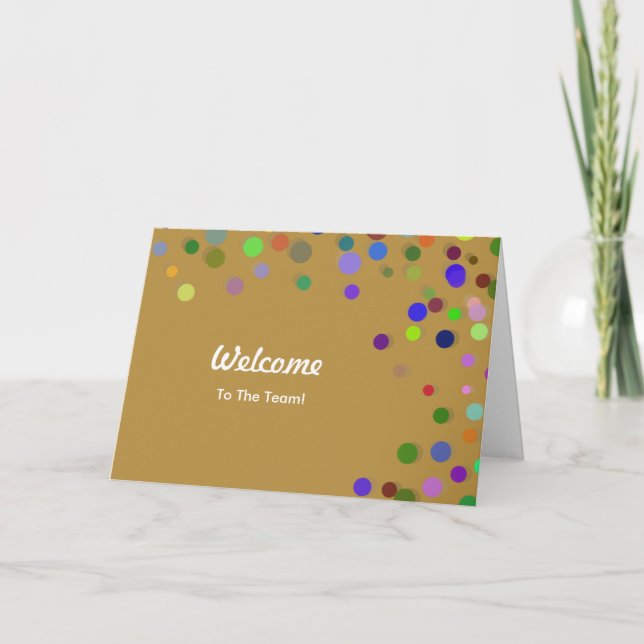 Colourful Falling Sparkles Polka Dots Welcome Card (Front)