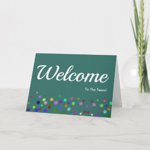 Colourful Falling Sparkles Polka Dots Welcome Card
