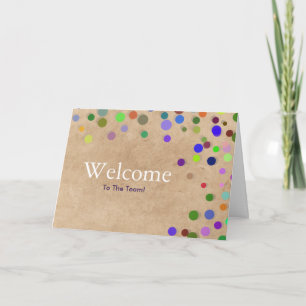 Colourful Falling Sparkles Polka Dots Welcome Card