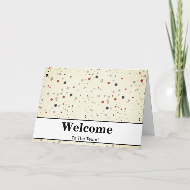 Colourful Falling Sparkles Polka Dots Welcome Card (Front)
