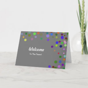 Colourful Falling Sparkles Polka Dots Welcome Card