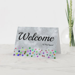 Colourful Falling Sparkles Polka Dots Welcome Card