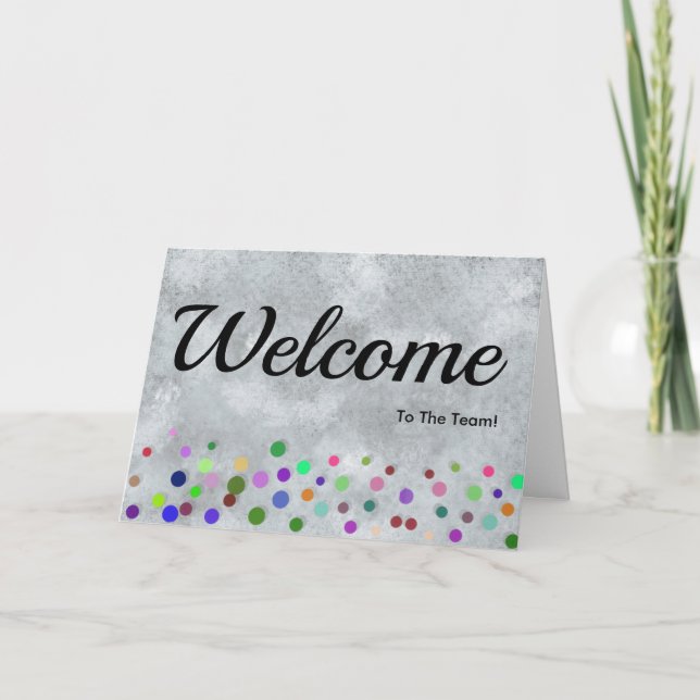 Colourful Falling Sparkles Polka Dots Welcome Card (Front)