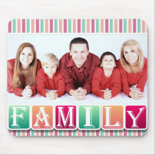 Colourful Family Blocks Custom Family Portrait Mouse Pad