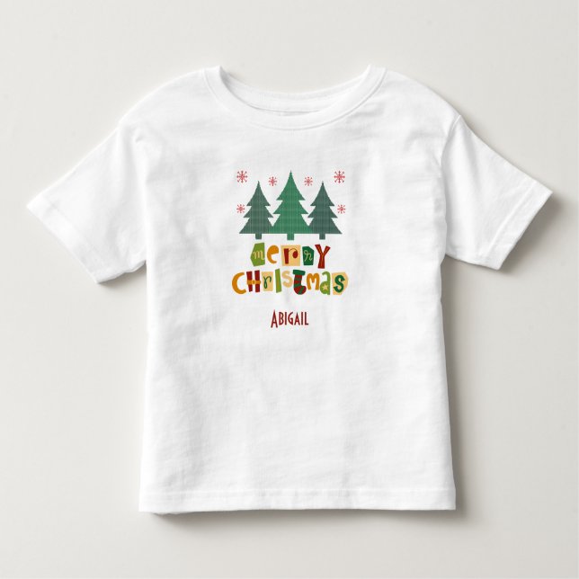 Colourful Family Christmas Tree Merry Christmas Toddler T-Shirt (Front)
