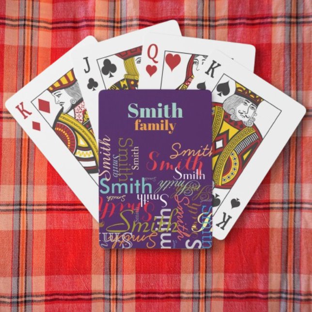 Colourful Family Name Purple Playing Cards (Creator Uploaded)